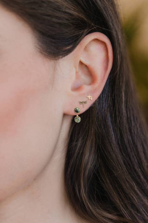 Stud Trio Ear Jacket Set - Dragonfly/African Turquoise/Gold