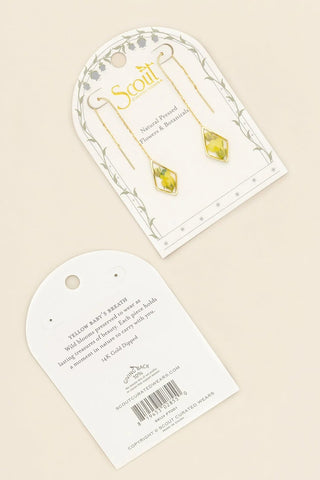 Pressed Flower Thread Earrings - Yellow Baby's Breath/Gold