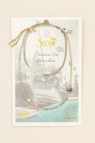 Mixed Media Wrap Bracelet/Necklace - Magic/Labradorite/Gold
