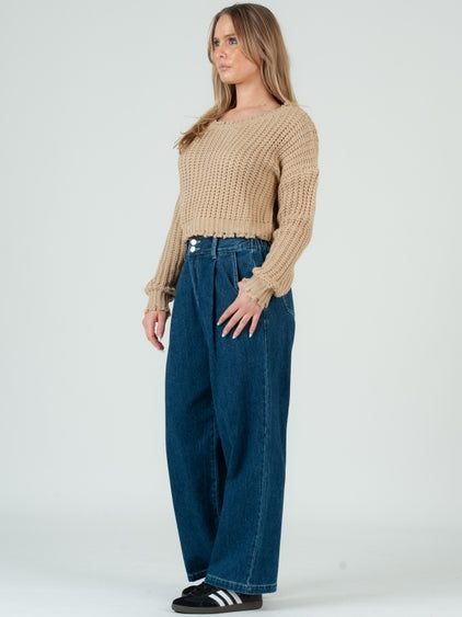 Fiona Frayed Crop Sweater