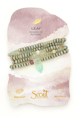 Ceramic Bead Wrap Bracelet/Necklace - Renewal/Leaf
