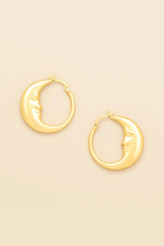 Refined Icon Earrings - Moon Hoop/Gold