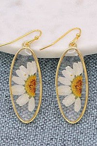 Delicate Daisy Dried Flower Earrings