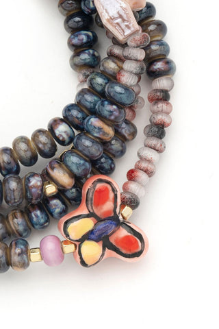 Ceramic Bead Wrap Bracelet/Necklace - Transformation/Butterfly