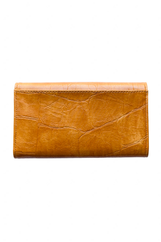 Faux Croc Marnie Mini Trifold Wallet - Golden Tan