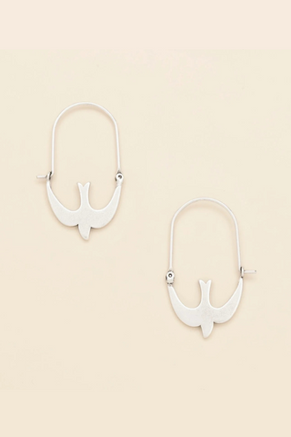 Refined Icon Earrings - Swallow Hoop/Silver
