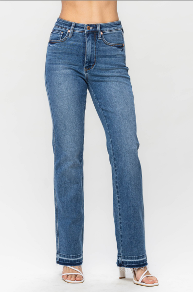 Heather High Rise Control Top Release Hem Slim Boot Jeans