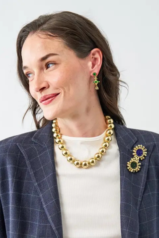 Iris Large Brass Bead Necklace - Gold