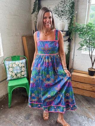 Rulley Pleated Midi Dress