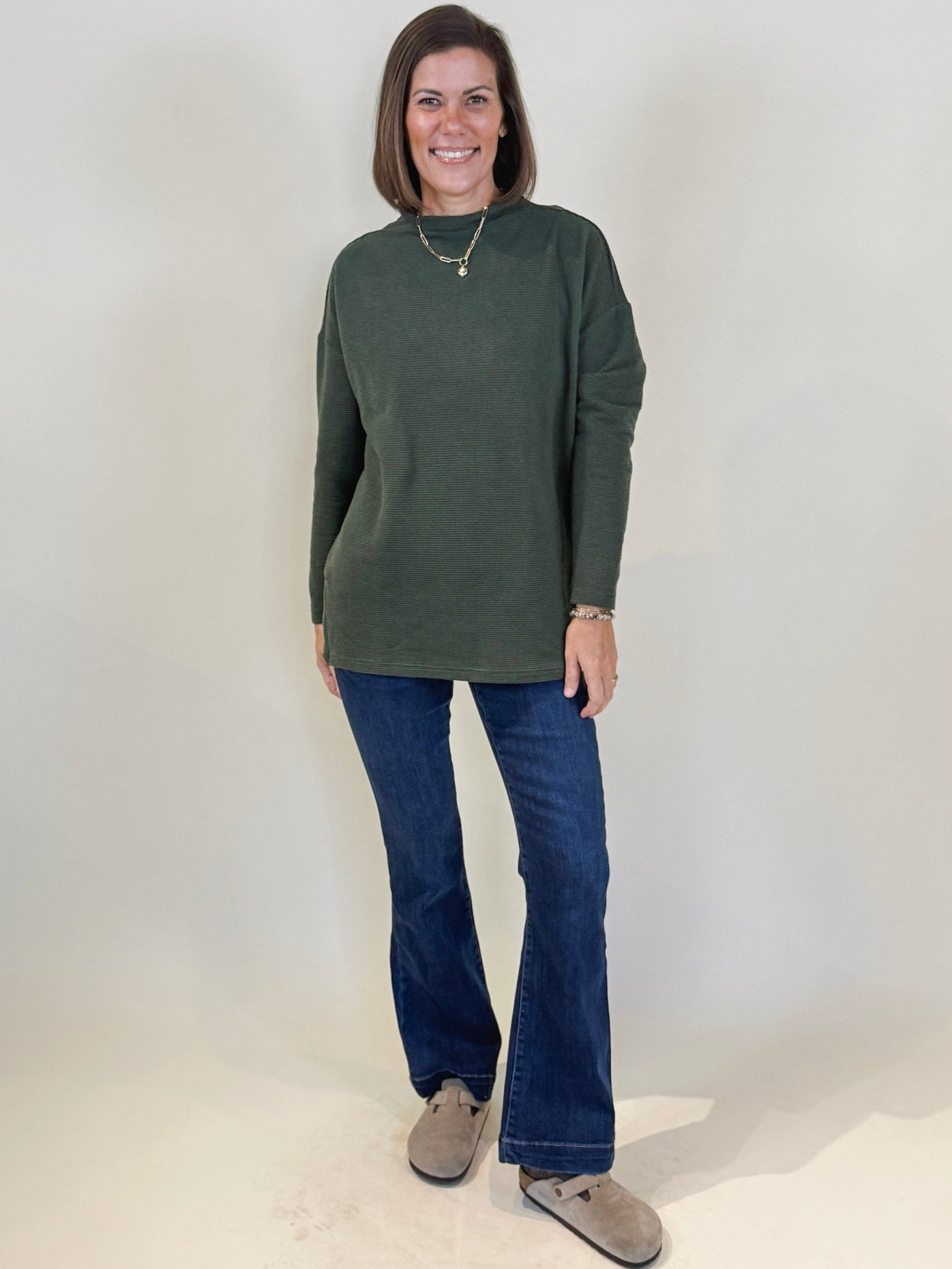 [TRIBAL] Tanya Funnel Neck Tunic with Side Slits