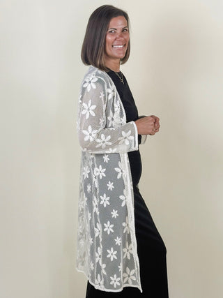 Bethany Embroidered Long Cardigan