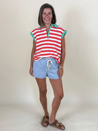 Macy Nautical Stripe Colorblock Tee