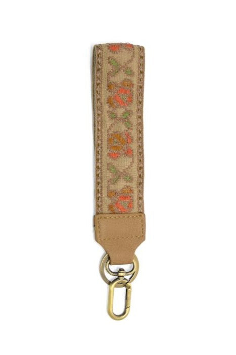 1.5" Multi Rose Vine Embroidered Easy Find Wristlet Keychain