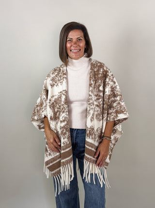 Toile Print Wrap - Beige