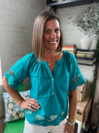 [Liverpool] Tillie Short Sleeve Lace Detail Top