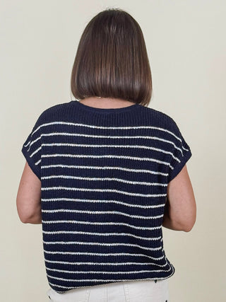Sandra Striped Cap Sleeve Sweater