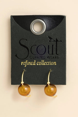 Refined Glass Hoop Earrings - Topaz/Gold