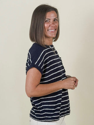 Sandra Striped Cap Sleeve Sweater