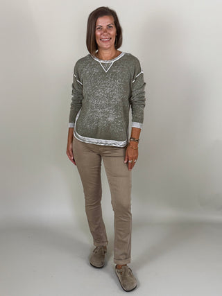 Thea Cuffed Colored Twill Pants