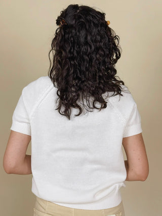 Lena Jacquard Short Sleeve Sweater