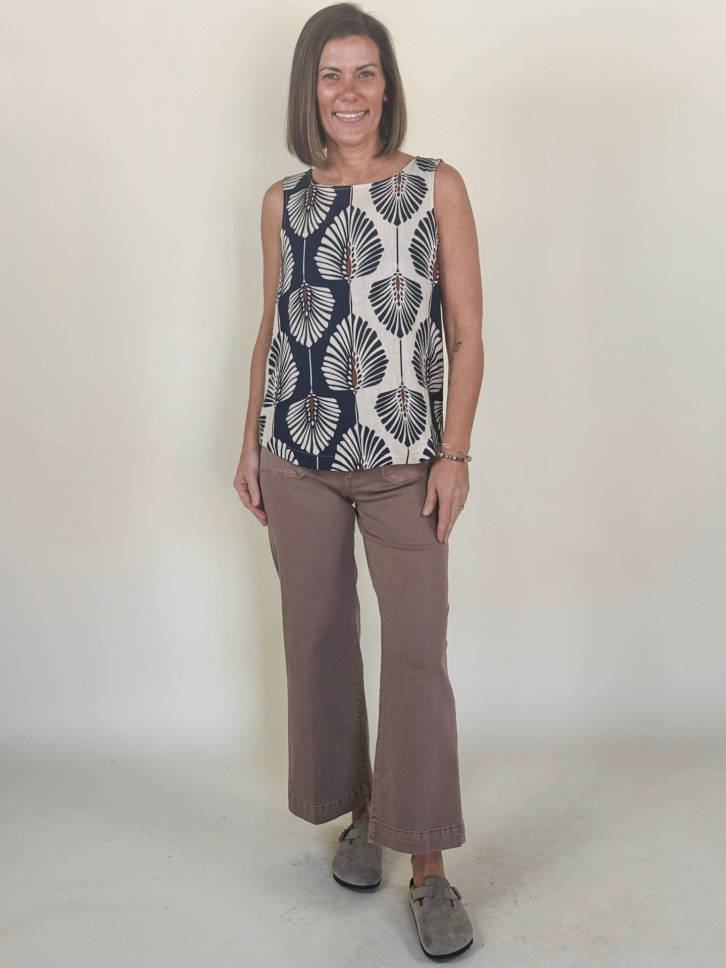 Trisha Cropped Flare Patch Pocket Twill Pants