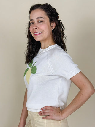 Lena Jacquard Short Sleeve Sweater