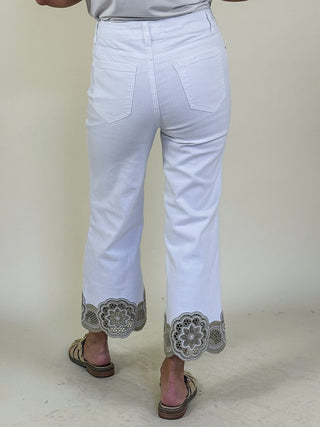 Lacie Flare Lace Hem Denim Pants