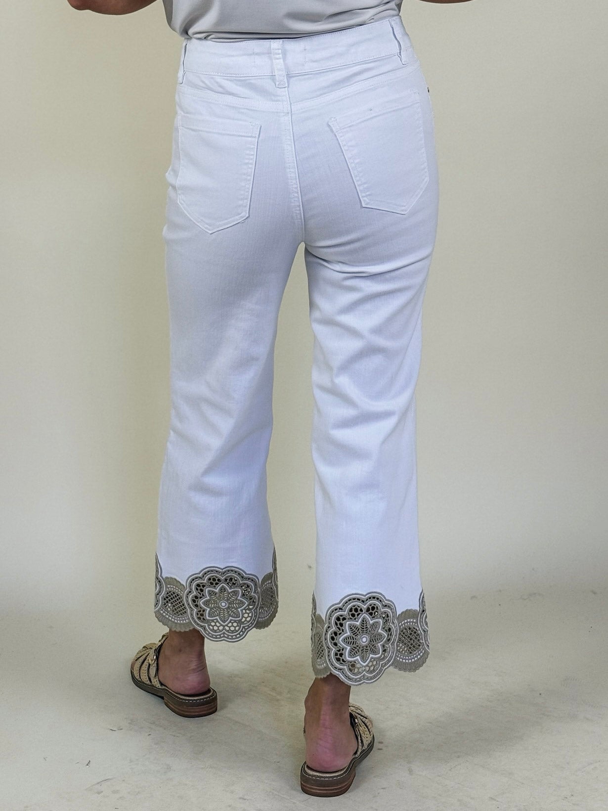 Lacie Flare Lace Hem Denim Pants