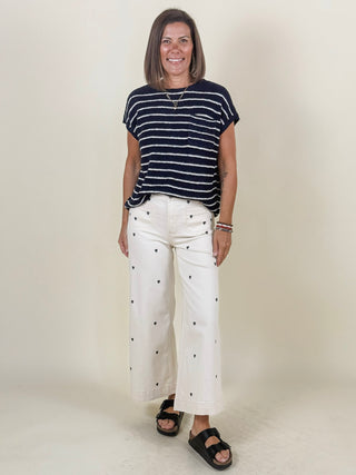 Alicia Embroidered Patch Pocket Twill Pants
