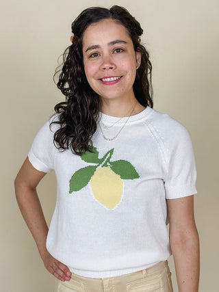 Lena Jacquard Short Sleeve Sweater