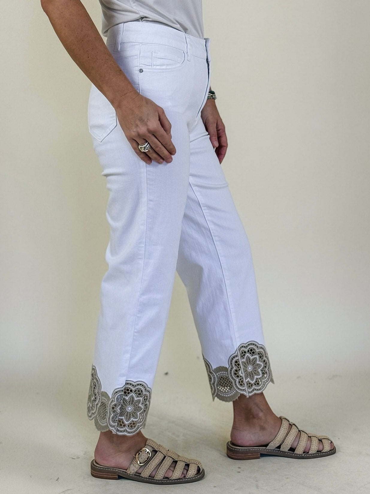 Lacie Flare Lace Hem Denim Pants