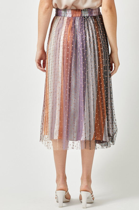Starshine Colorblock Pleated Skirt