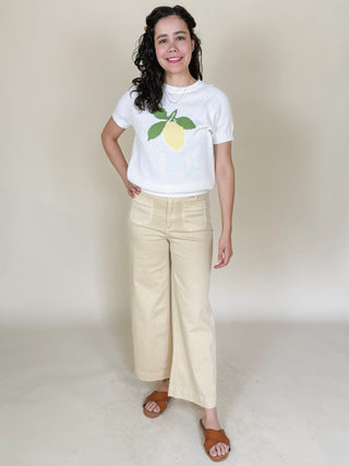 Lena Jacquard Short Sleeve Sweater