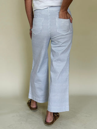 Trish Cropped Flare Striped Twill Pants