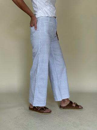 Trish Cropped Flare Striped Twill Pants