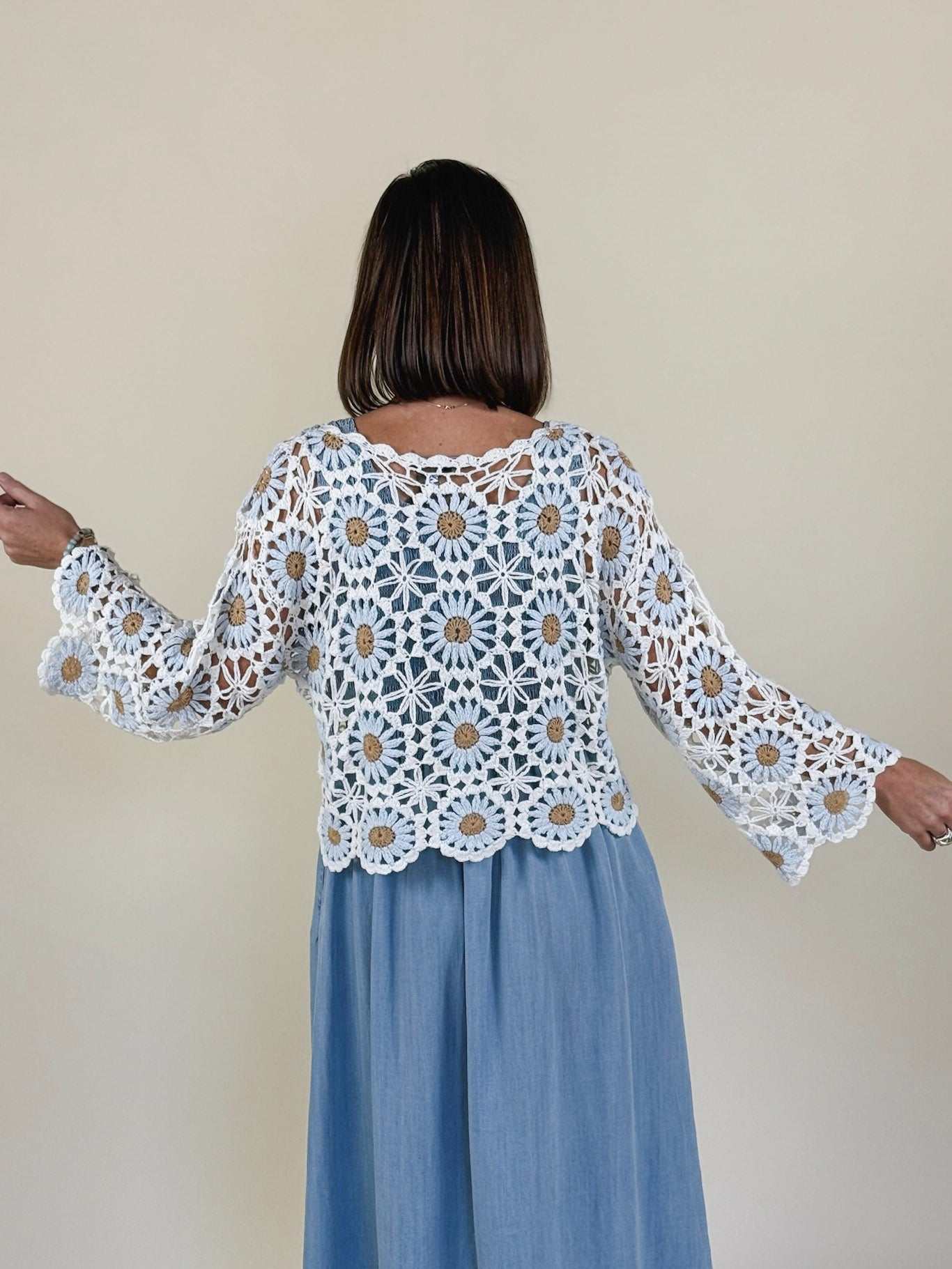 Carin Flower Crochet Sweater