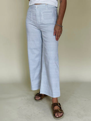 Trish Cropped Flare Striped Twill Pants