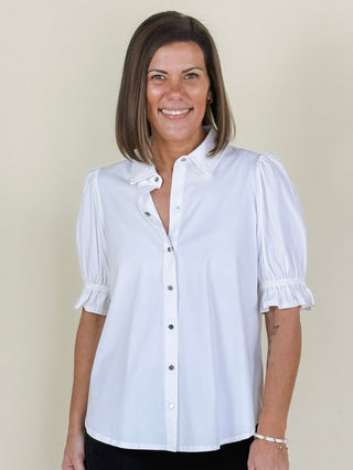 [Liverpool] Elise Puff Sleeve Snap Front Top