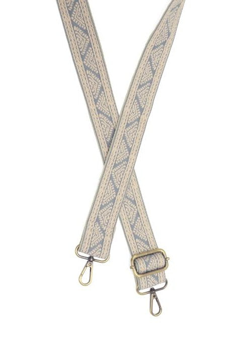 1.2" Grey-Blue Geometric Pyramid Guitar Strap