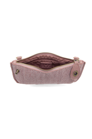 Straw Mini Crossbody Wristlet Clutch - Pink