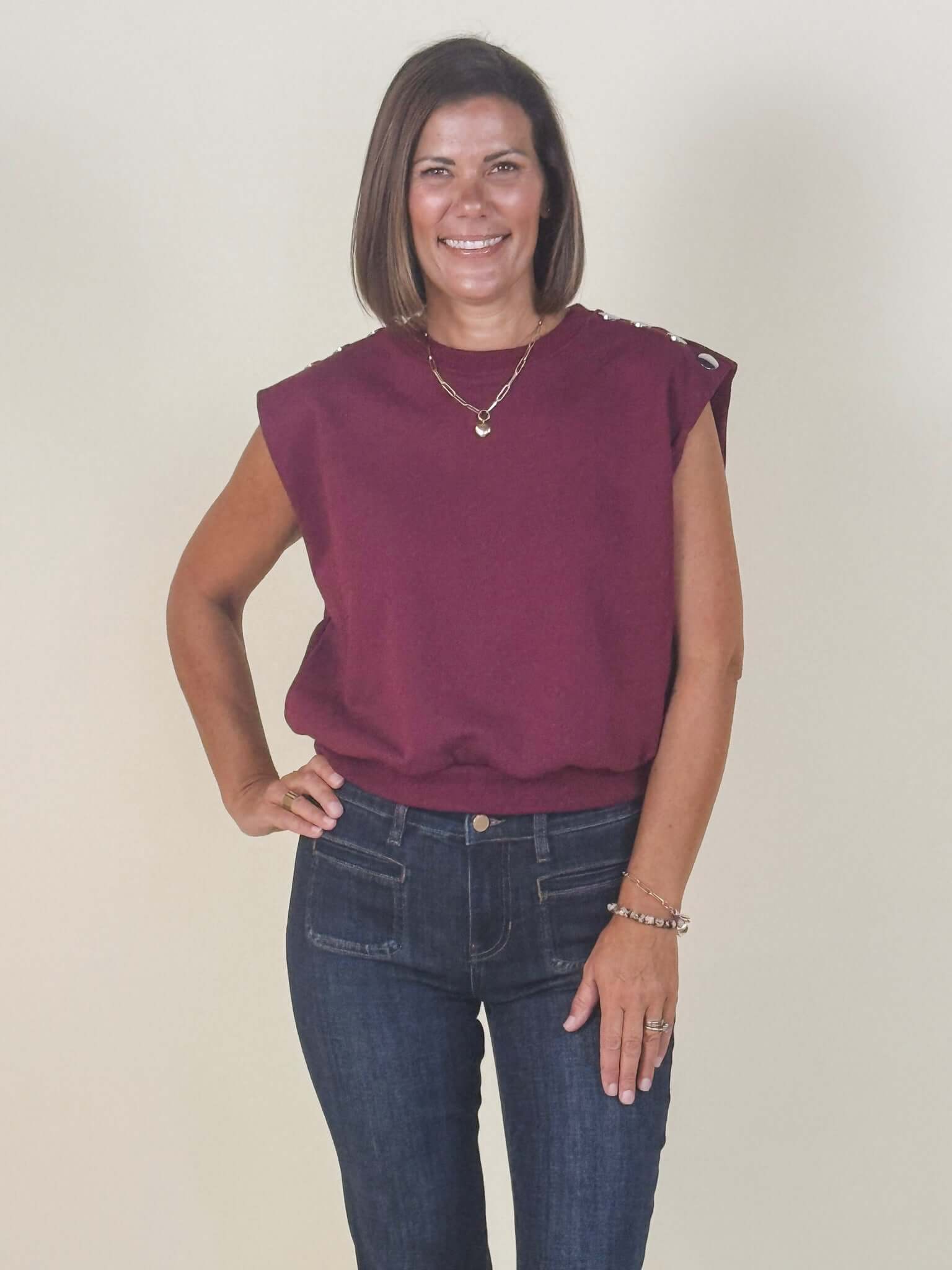 Francesca Button Detail Top