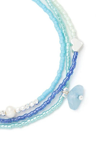 Mixed Media Wrap Bracelet/Necklace - Hope/Aquamarine/Silver