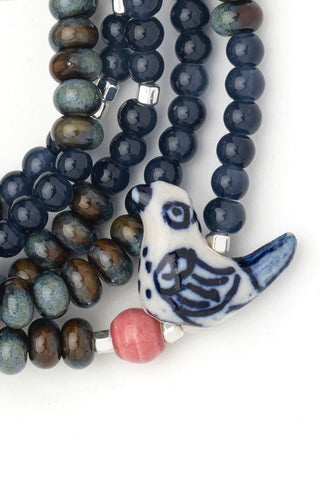 Ceramic Bead Wrap Bracelet/Necklace - Peace/Dove