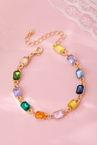 Rainbow Gemstone Tennis Bracelet - Gold