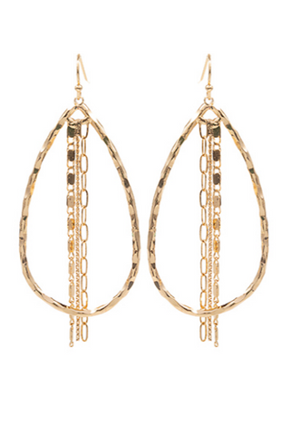 Chain Drop Oval Earrings - Gold