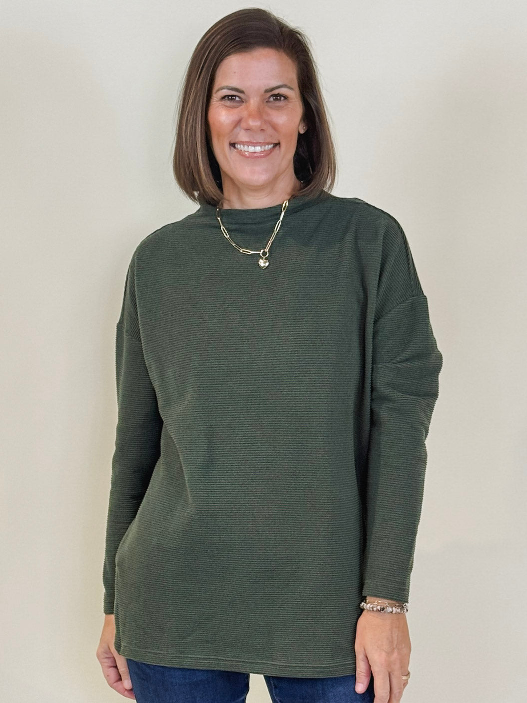 [TRIBAL] Tanya Funnel Neck Tunic with Side Slits