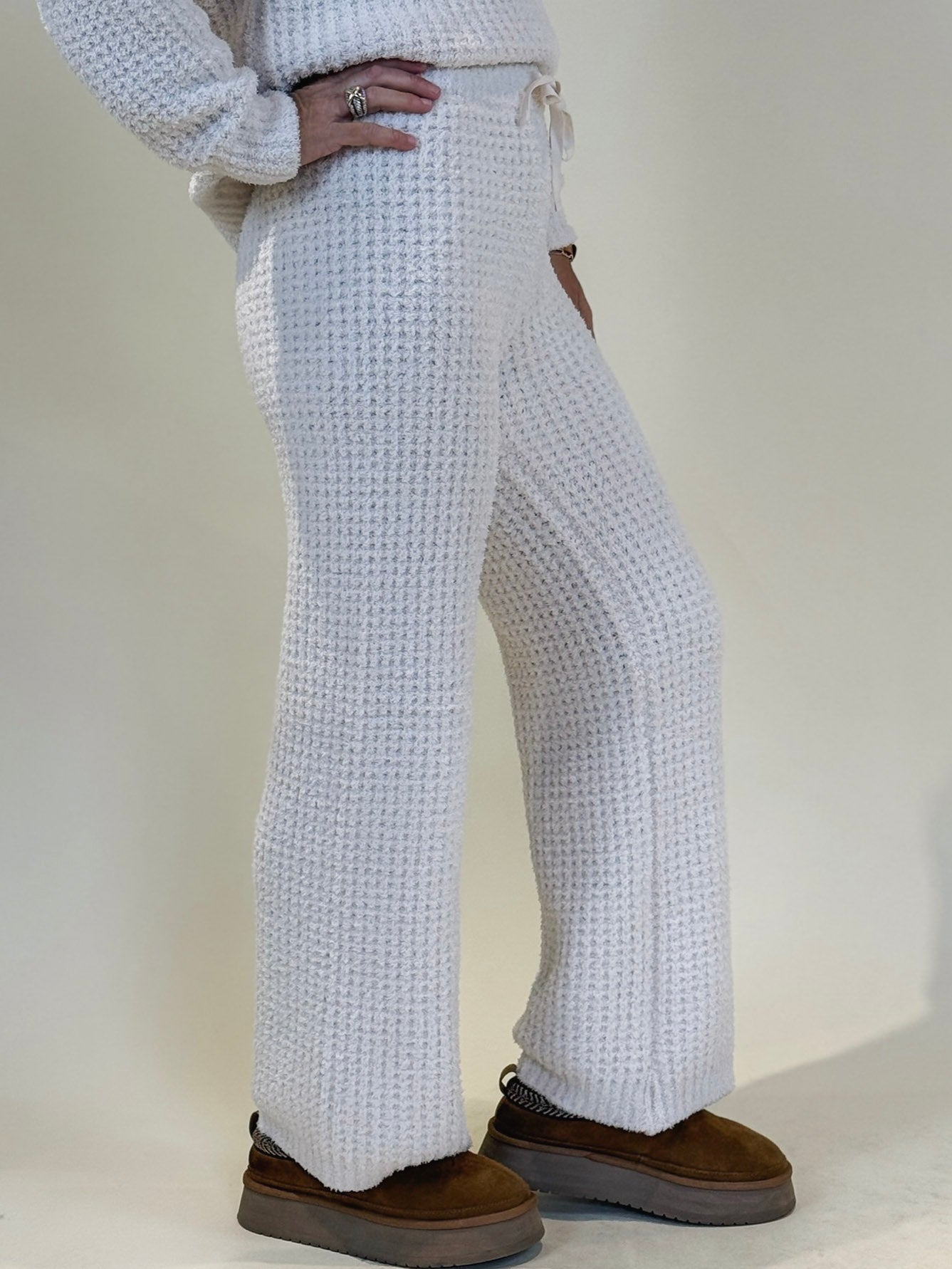 Mia Marshmallow Waffle V-Neck Lounge Set