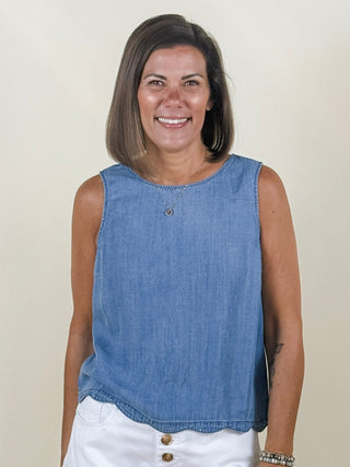 Tina Scallop Hem Sleeveless Top