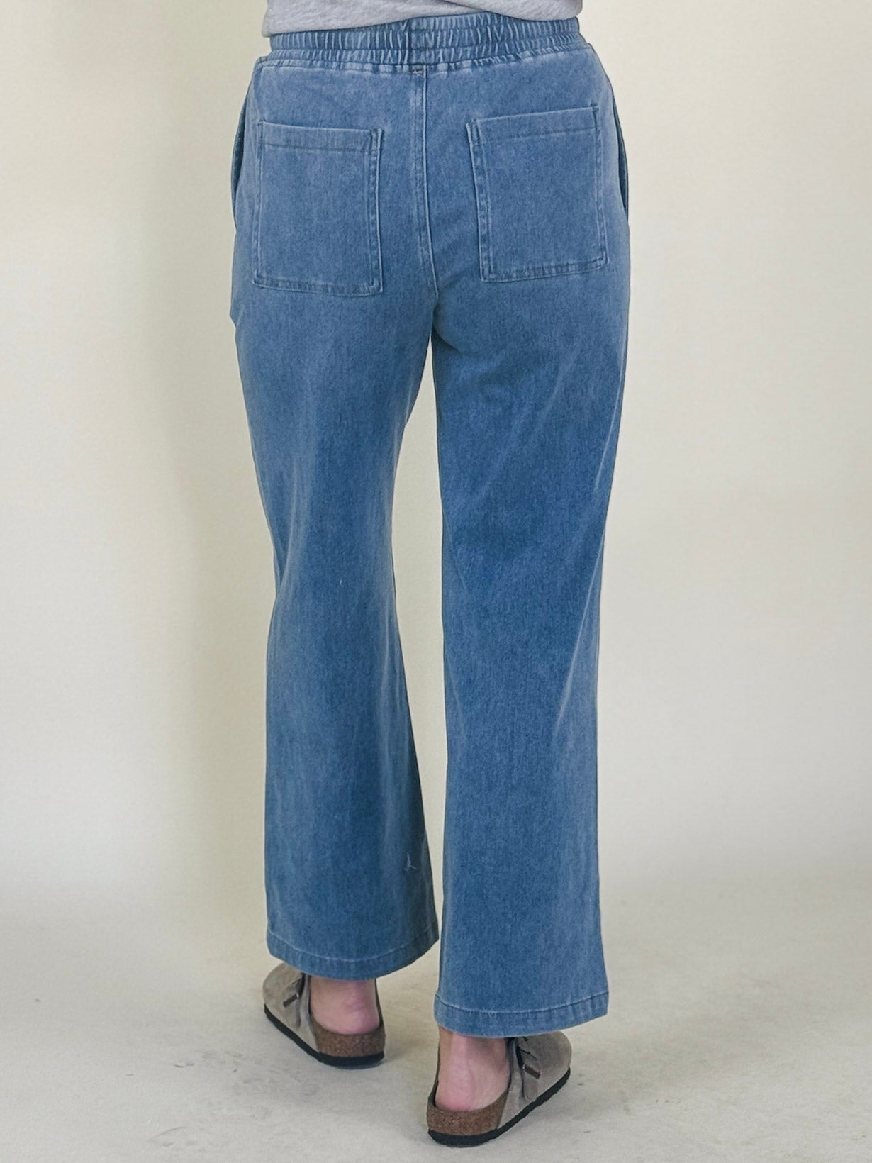 Daisy Knit Denim Wide Leg Pants