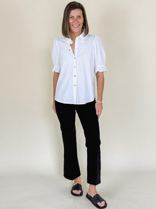 [Liverpool] Elise Puff Sleeve Snap Front Top